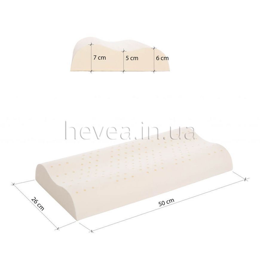 Дитяча латексна подушка КОНТУР 26x50 см (3-7 років) 2013 фото Hevea