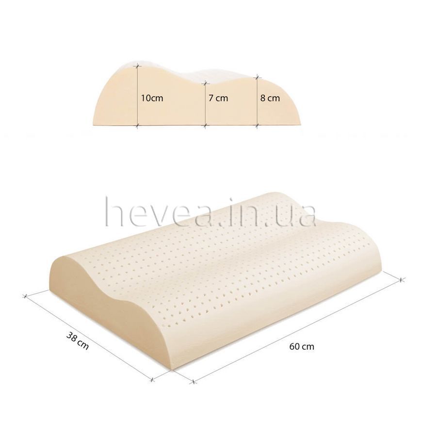 Латексная подушка КОНТУР 38x60 см анатомическая 2016 фото Hevea